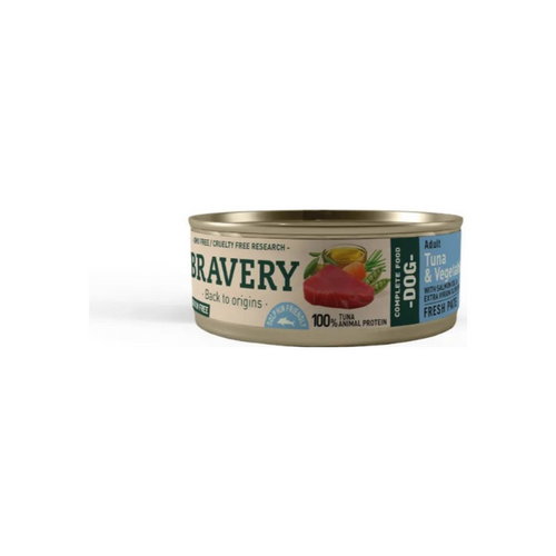 Bravery Wet Food Atún y Vegetales Perro Adulto – lata de alimento húmedo de atún, 80 g y 290 g