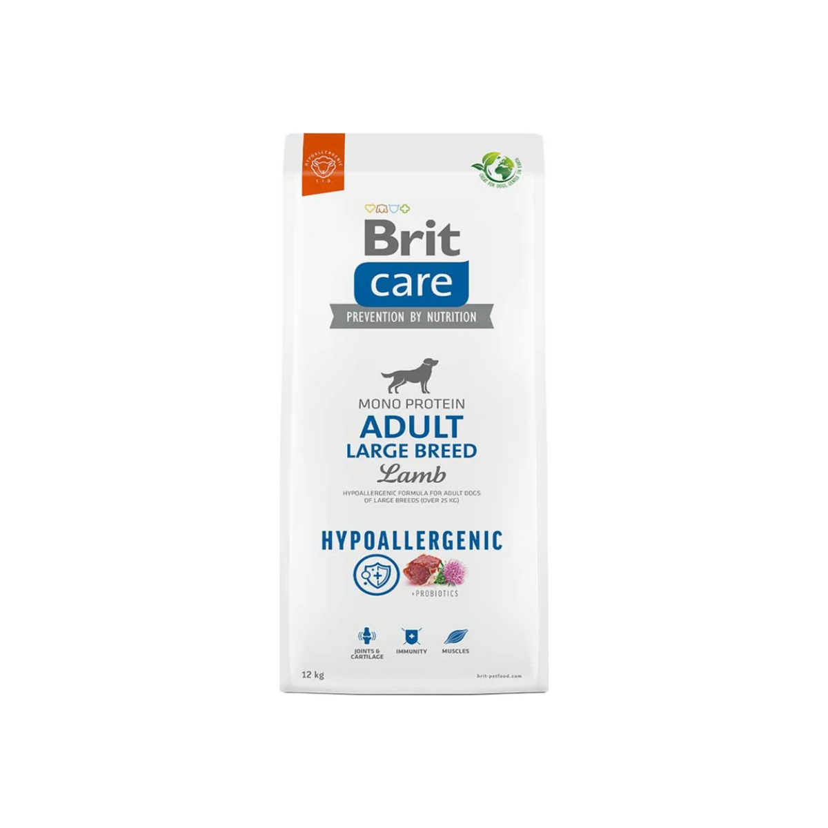 Brit Care Adult Large Breed Lamb, alimento seco hipoalergénico con cordero para perros adultos de razas grandes, bolsa de 3 kg y 12 kg