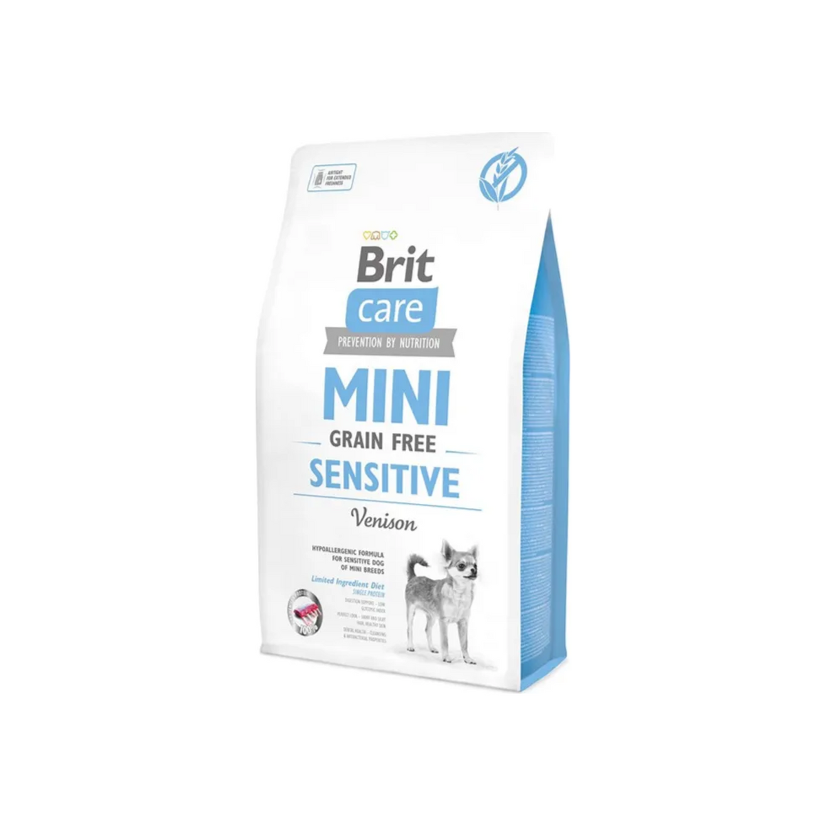 Brit Care Mini Grain Free Sensitive Venado, alimento seco sin cereales con venado para perros mini y pequeños, bolsa de 2 kg y 7 kg