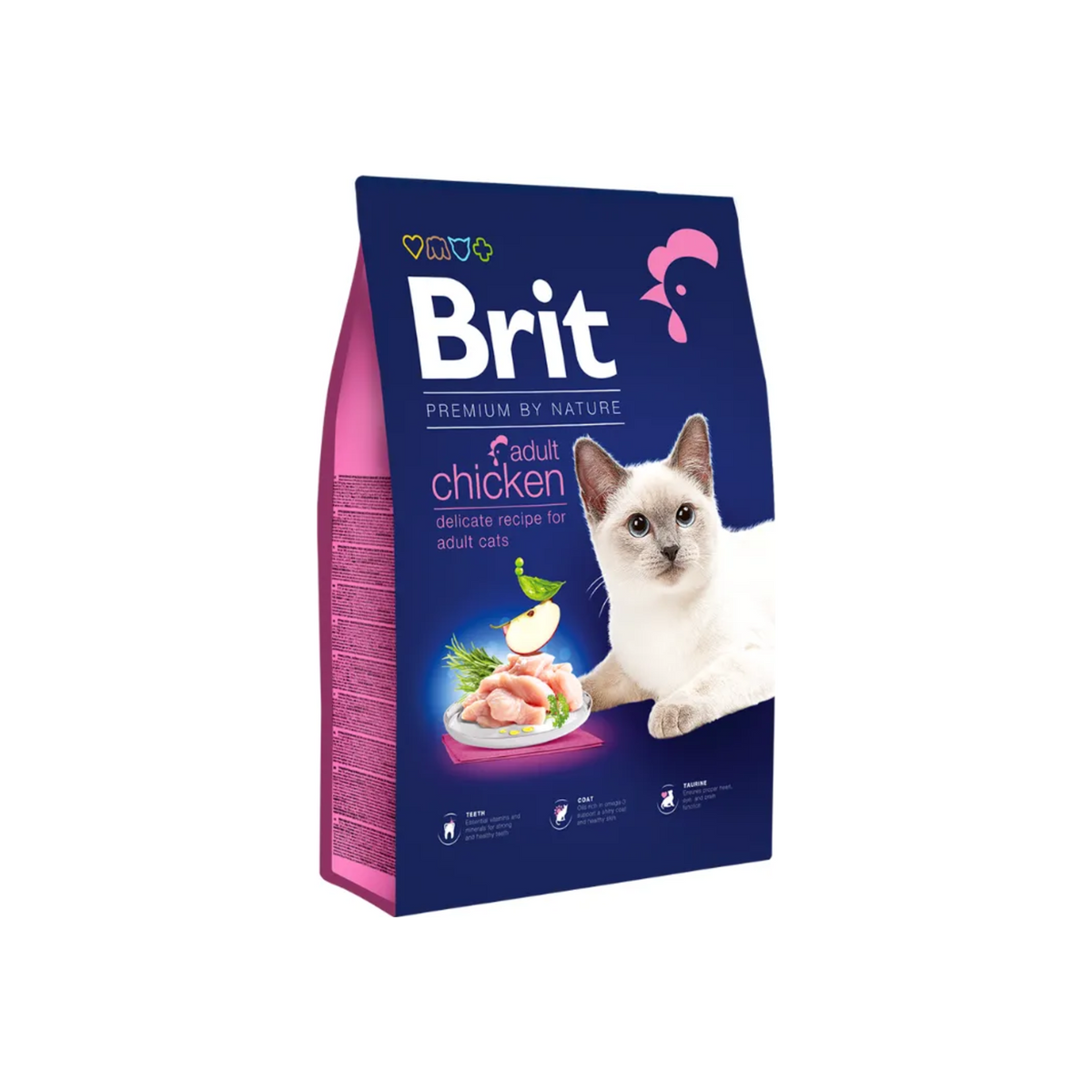 Brit Premium by Nature Cat Adult Chicken, alimento seco con pollo para gatos adultos, bolsa de 8 kg y 1,5 kg