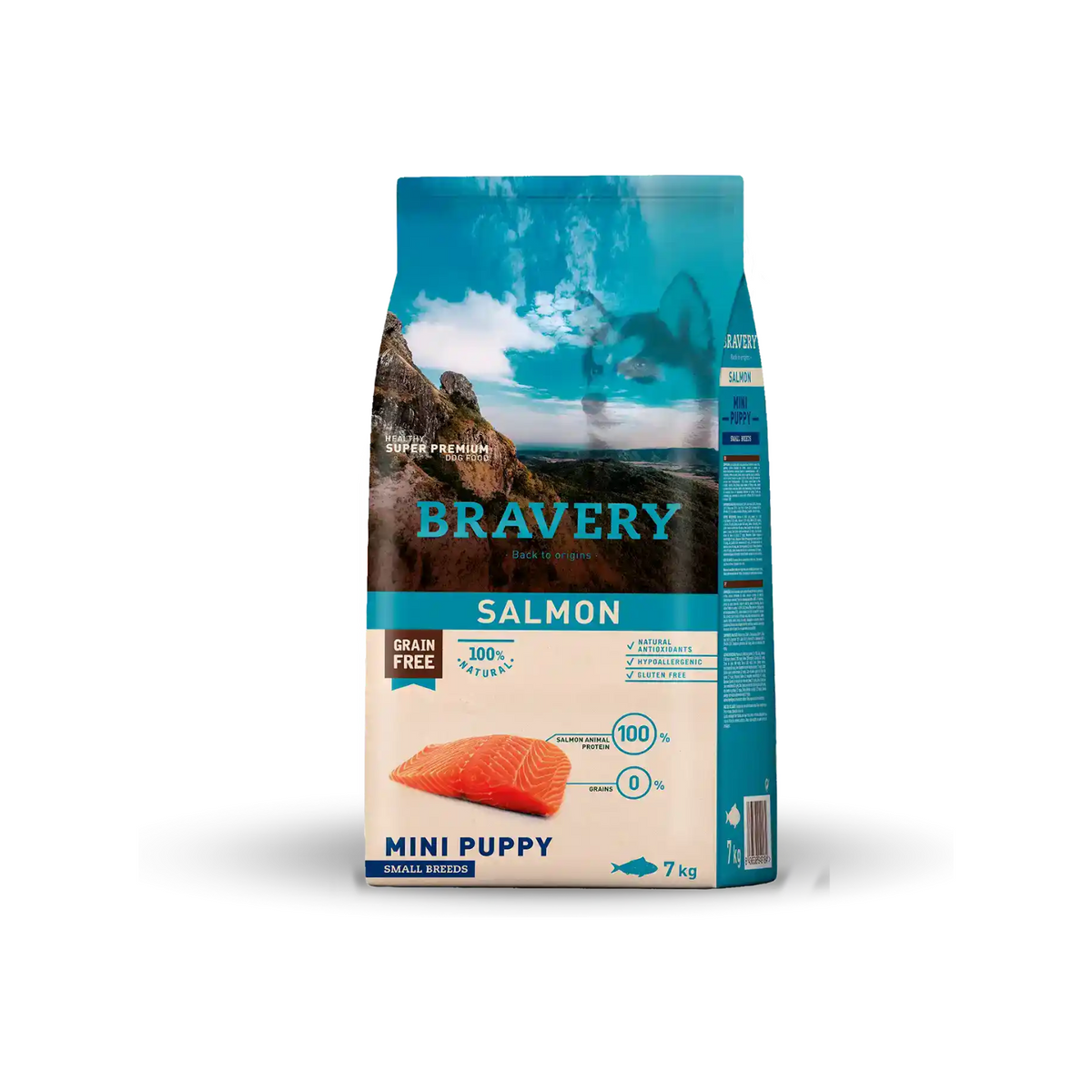 Bravery Cachorro Salmón Razas Pequeñas – alimento seco grain free de salmón para cachorros, bolsa de 2 kg y 7 kg
