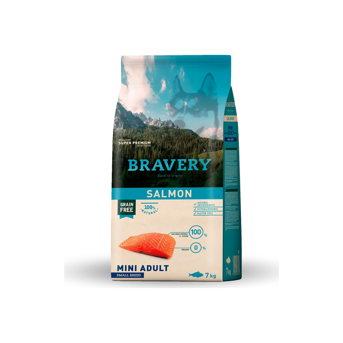 Bravery Perro Mini Adulto Salmón Razas Pequeñas – alimento seco grain free de salmón, 2 kg y 7 kg