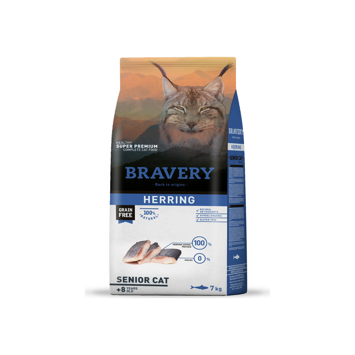 Bravery Herring Gato Senior – alimento seco grain free de arenque para gatos senior, 2 kg y 7 kg