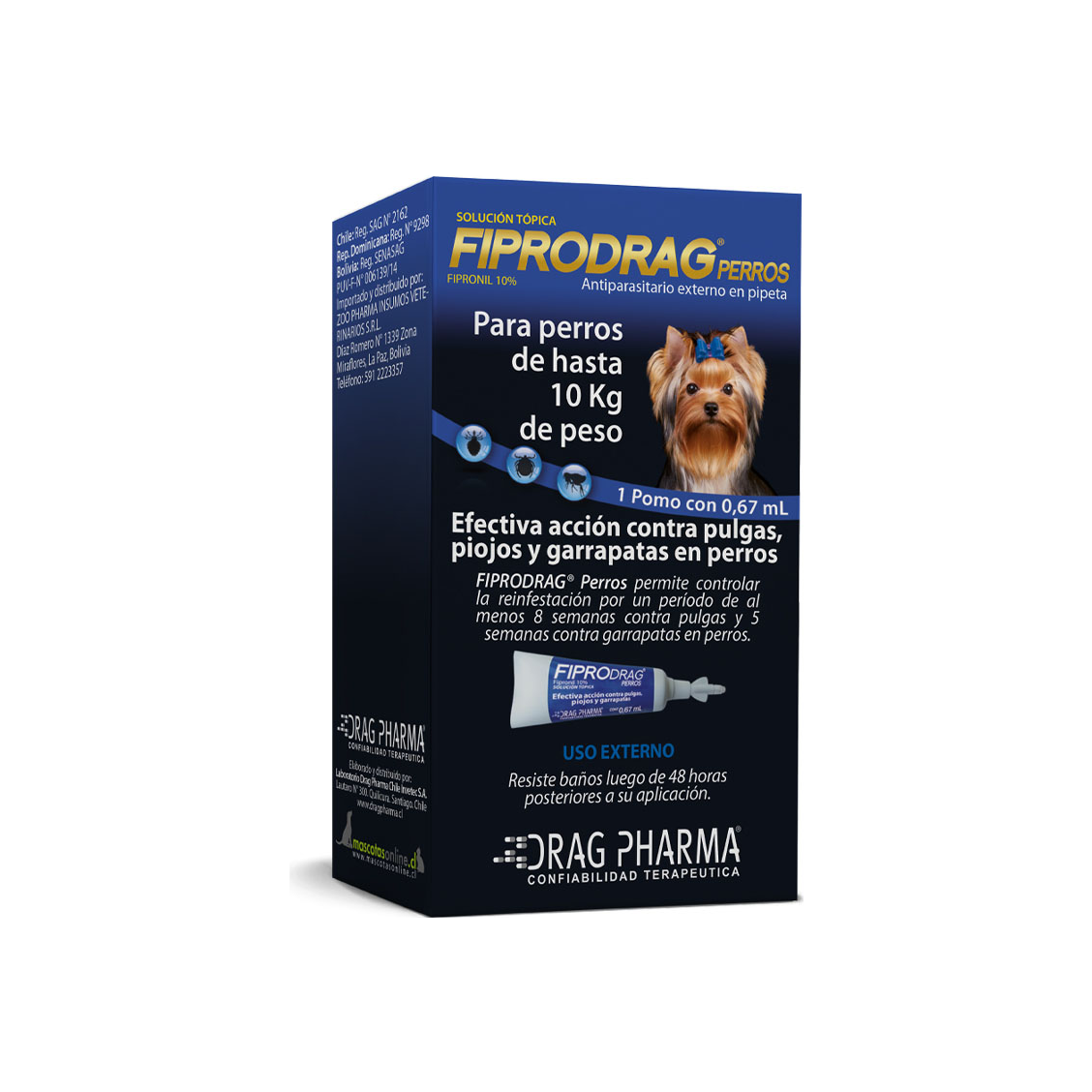Fiprodrag® Perro hasta 10 Kg Antiparasitario Externo 0,67 mL