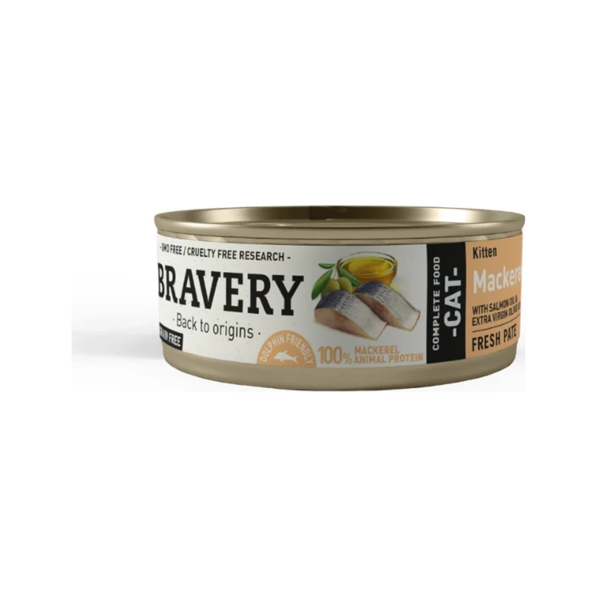 Bravery Wet Food Caballa Gatito – lata de alimento húmedo de caballa para gatitos, 70 g