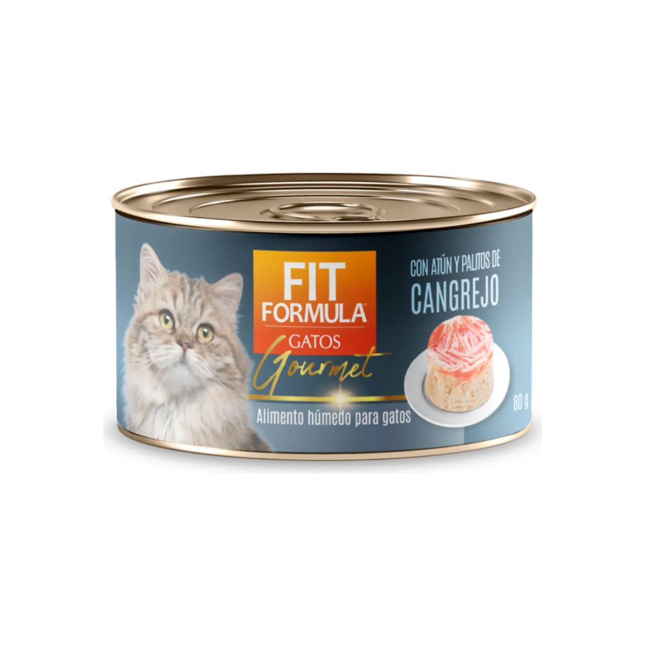 Lata Fit Gato Gourmet Atún Palitos de Cangrejo