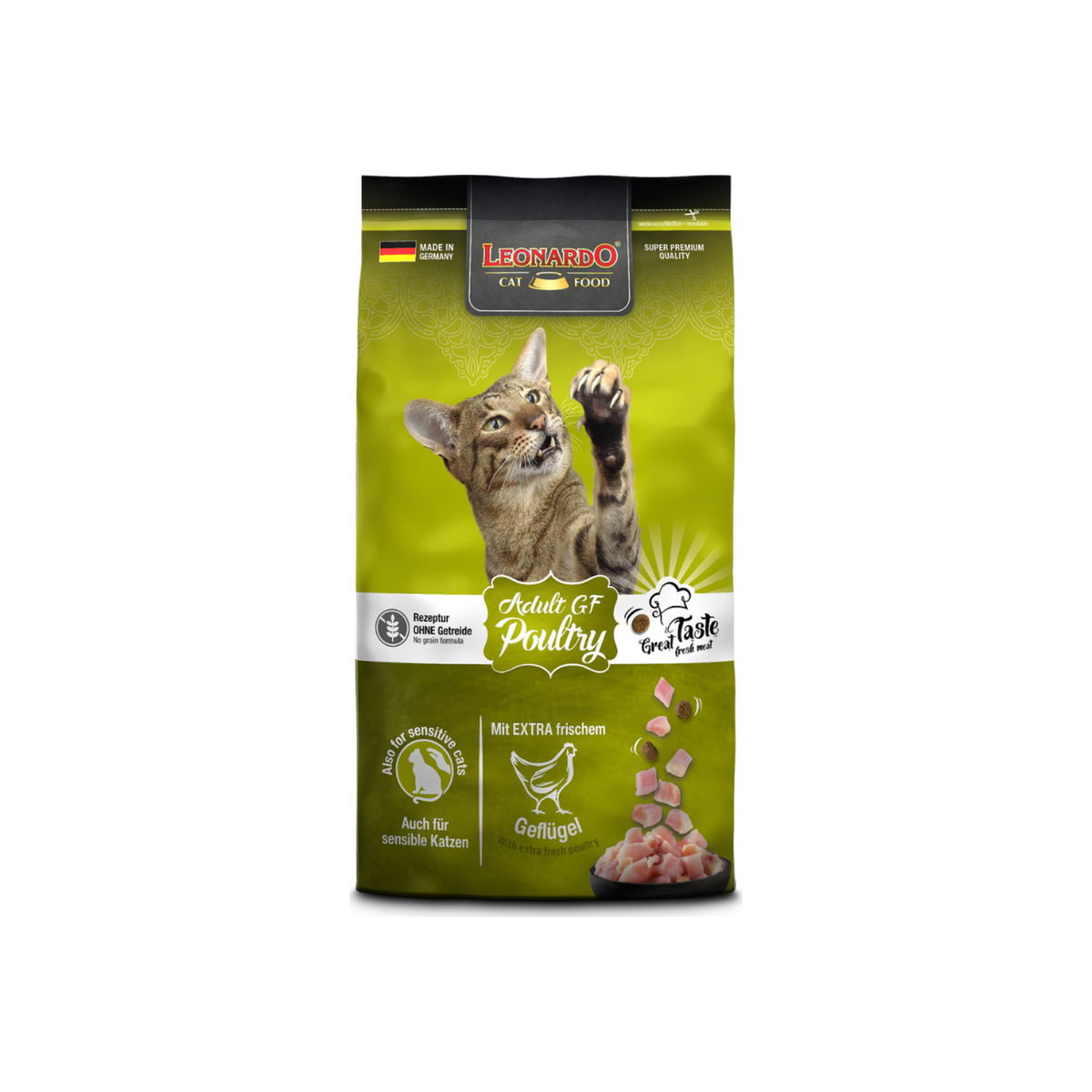 Alimento seco Leonardo Adult Grain Free Poultry sin cereales para gatos adultos, bolsa 1,8 kg