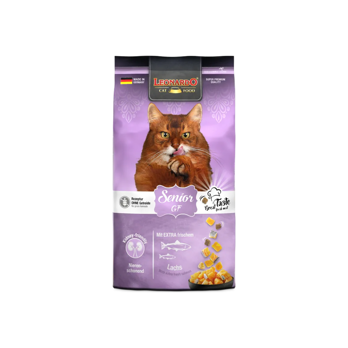 Alimento seco sin cereales Leonardo Senior Grain Free para gatos mayores, bolsa 1,8 kg