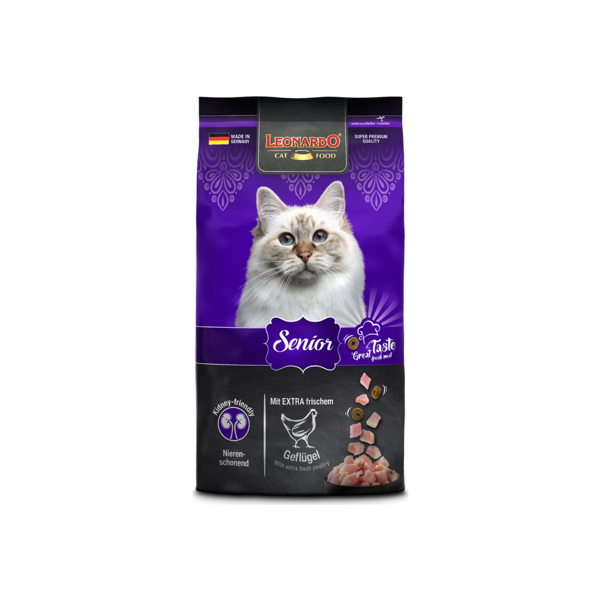 Alimento seco Leonardo Senior para gatos mayores, bolsa 1,8 kg