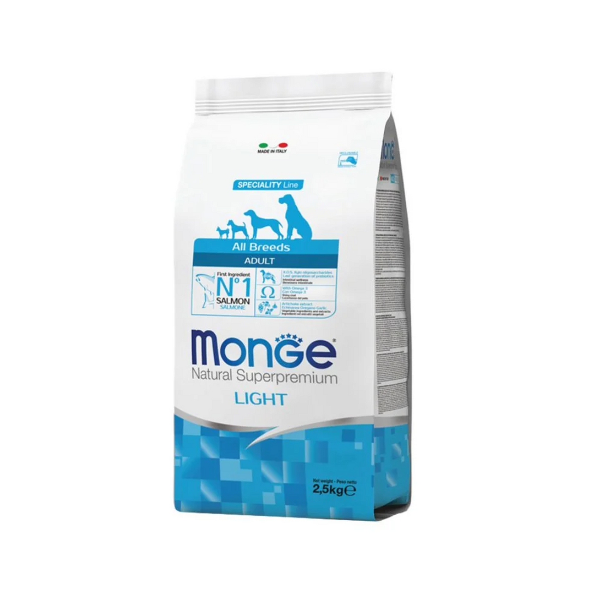 Monge Perro All Breed Adult Light Salmon alimento seco light para perros