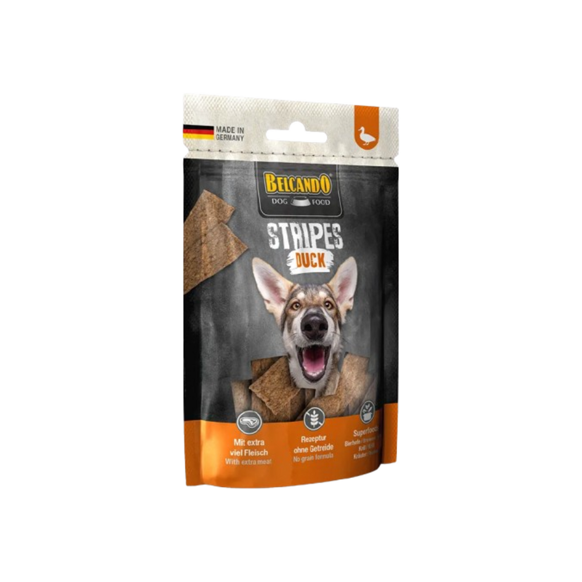 Belcando Stripes Duck snack de pato para perros